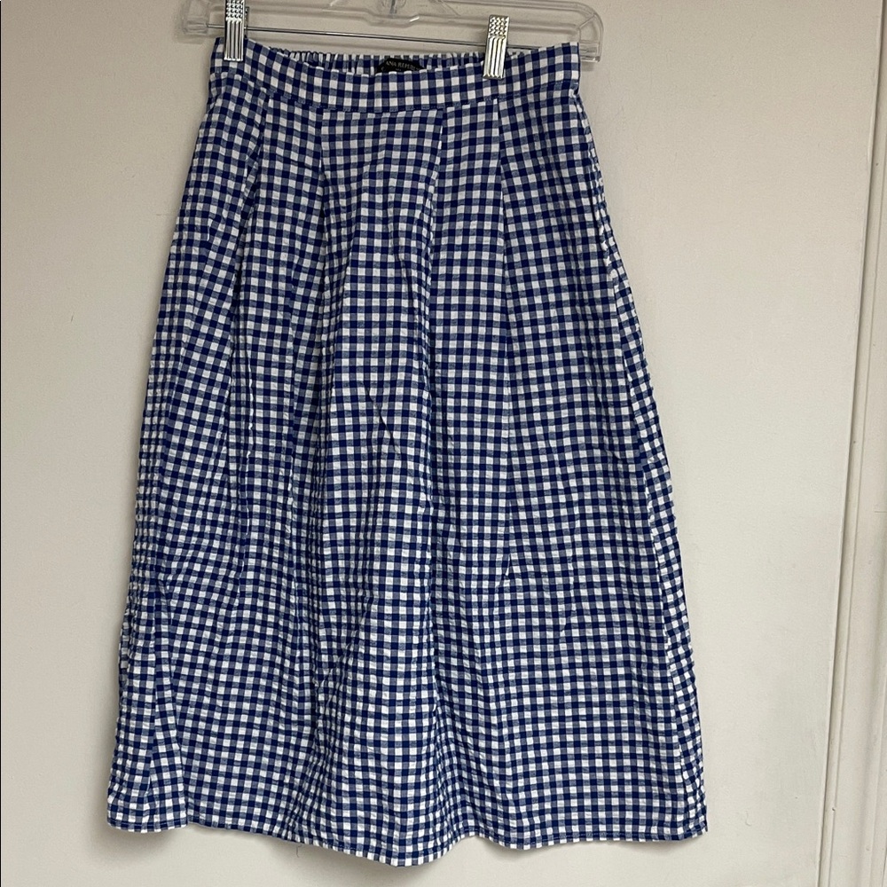 Banana Republic Navy Checkered A-Line Skirt size XS excellent condition